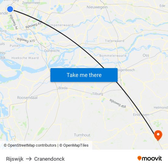 Rijswijk to Cranendonck map