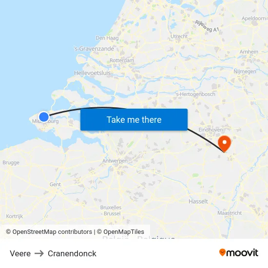 Veere to Cranendonck map