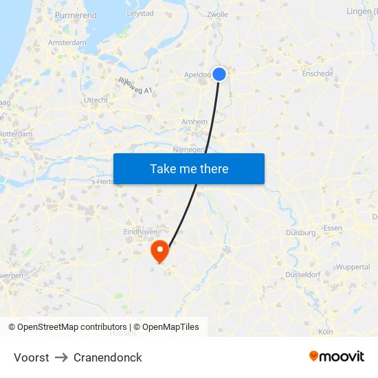 Voorst to Cranendonck map