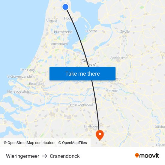 Wieringermeer to Cranendonck map
