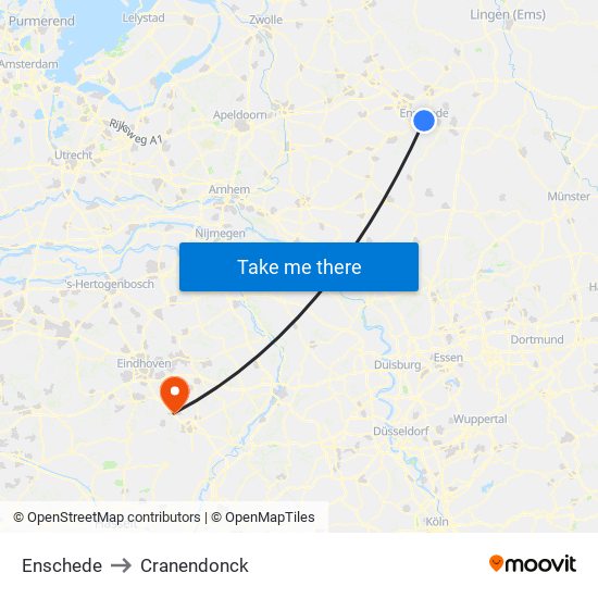 Enschede to Cranendonck map