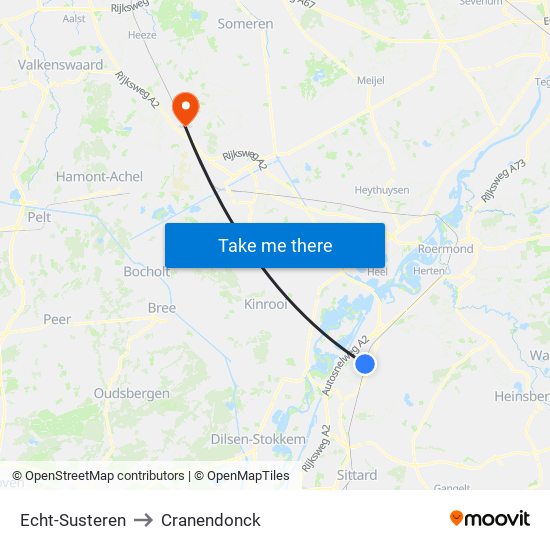 Echt-Susteren to Cranendonck map