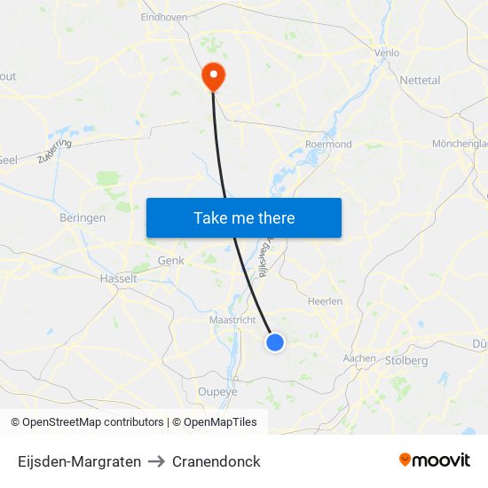 Eijsden-Margraten to Cranendonck map