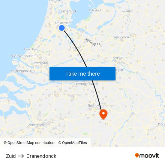 Zuid to Cranendonck map