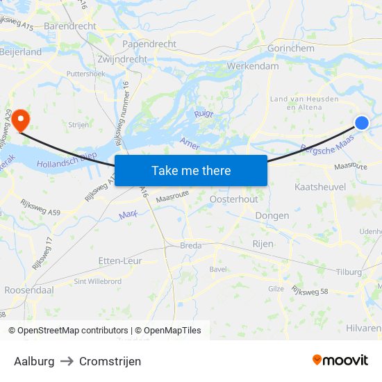 Aalburg to Cromstrijen map