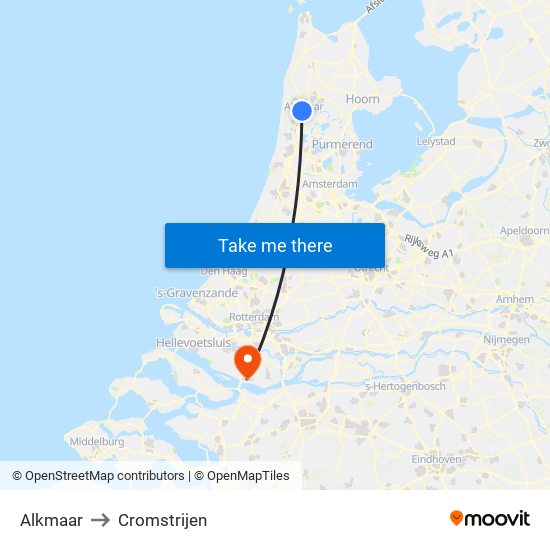 Alkmaar to Cromstrijen map