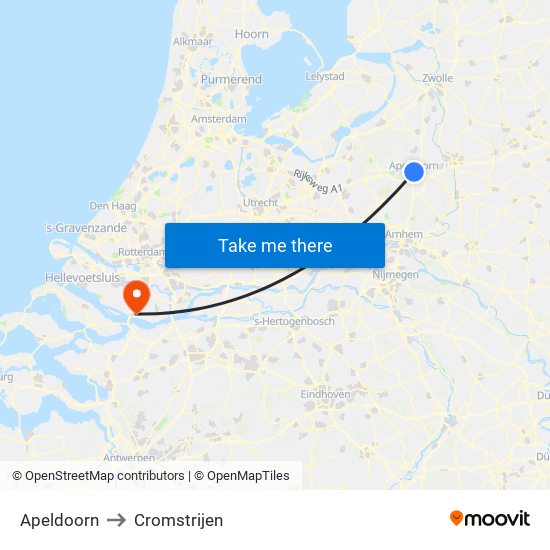 Apeldoorn to Cromstrijen map