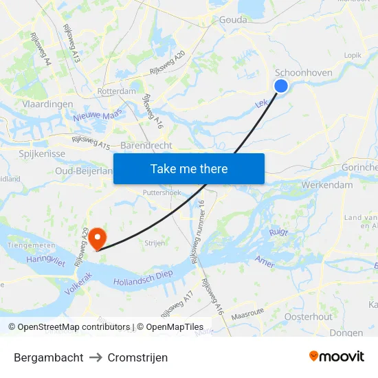 Bergambacht to Cromstrijen map