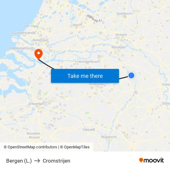 Bergen (L.) to Cromstrijen map