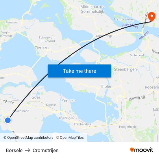 Borsele to Cromstrijen map