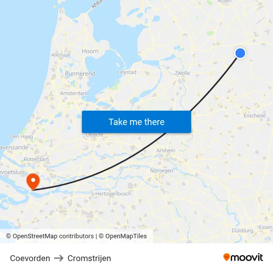 Coevorden to Cromstrijen map