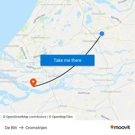 De Bilt to Cromstrijen map