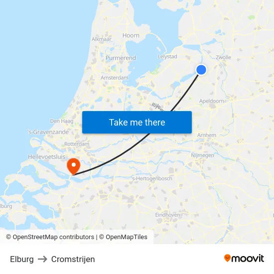 Elburg to Cromstrijen map