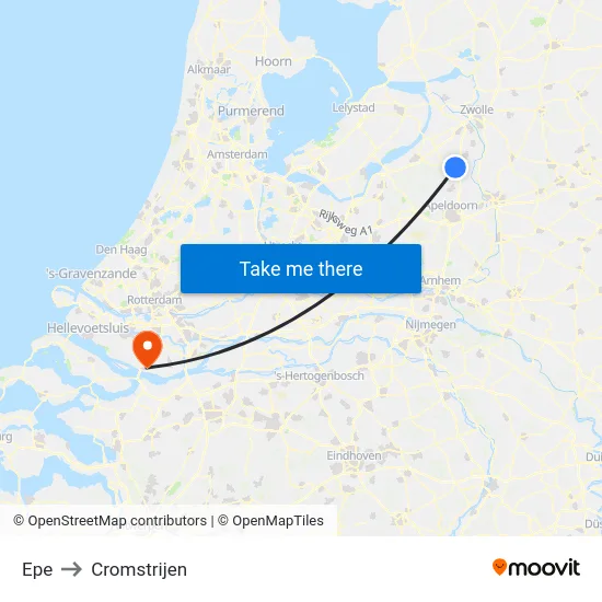 Epe to Cromstrijen map