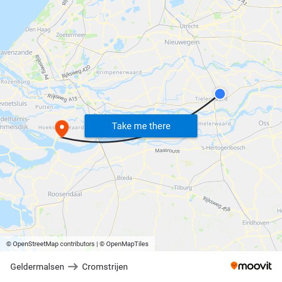 Geldermalsen to Cromstrijen map