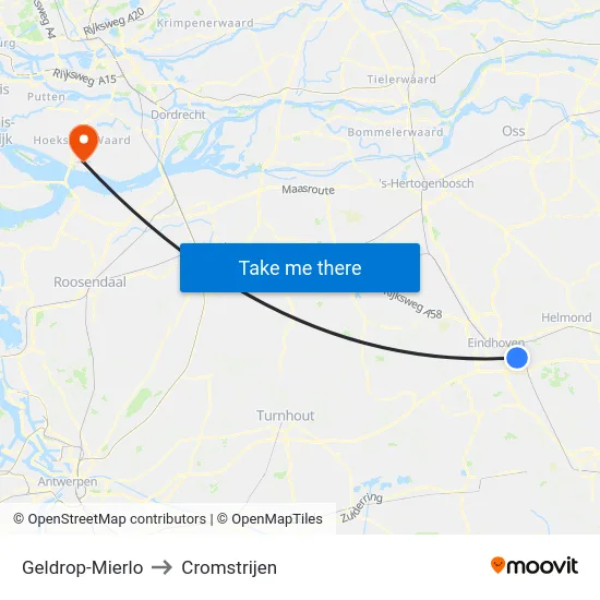 Geldrop-Mierlo to Cromstrijen map