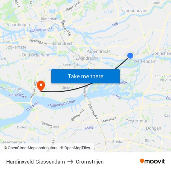 Hardinxveld-Giessendam to Cromstrijen map