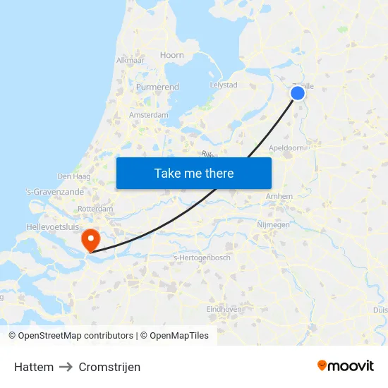 Hattem to Cromstrijen map