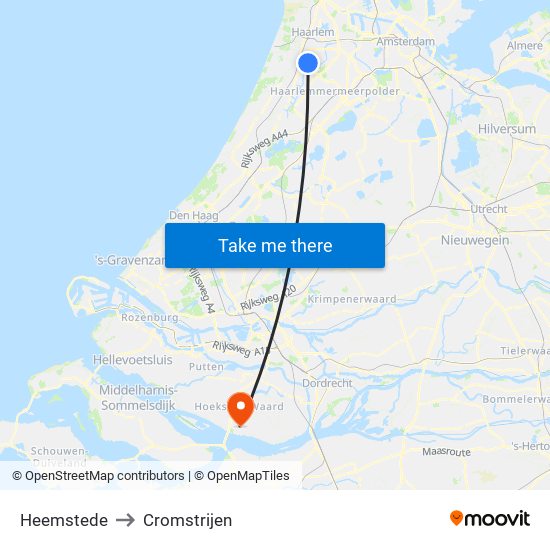 Heemstede to Cromstrijen map