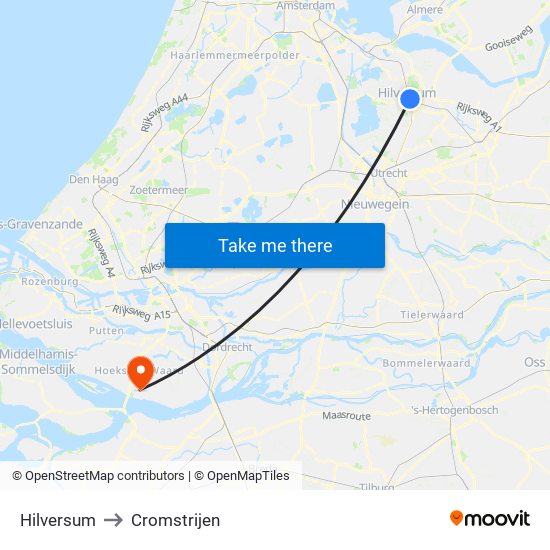 Hilversum to Cromstrijen map