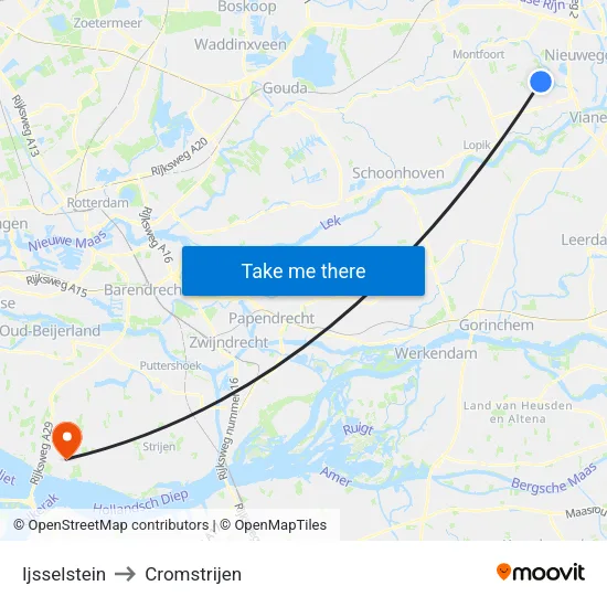 Ijsselstein to Cromstrijen map