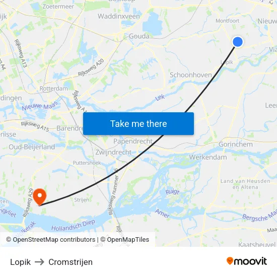 Lopik to Cromstrijen map