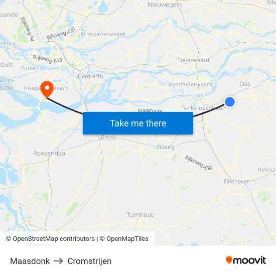 Maasdonk to Cromstrijen map