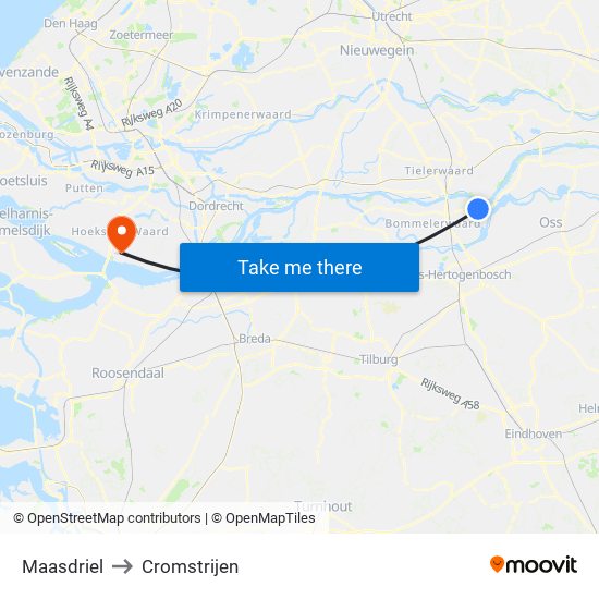 Maasdriel to Cromstrijen map