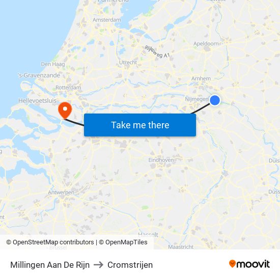 Millingen Aan De Rijn to Cromstrijen map