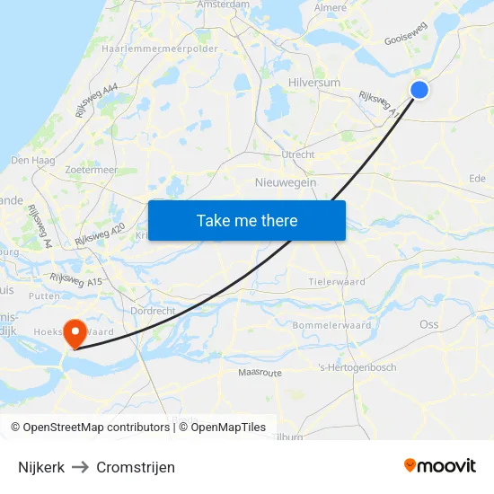 Nijkerk to Cromstrijen map