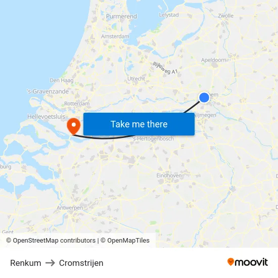Renkum to Cromstrijen map