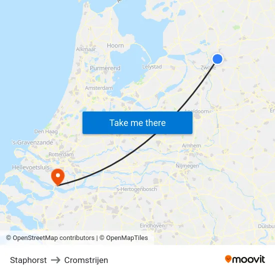 Staphorst to Cromstrijen map