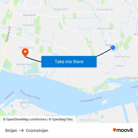 Strijen to Cromstrijen map