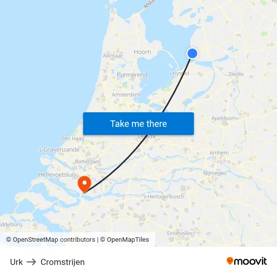 Urk to Cromstrijen map