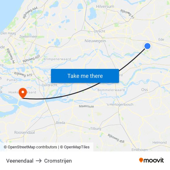 Veenendaal to Cromstrijen map