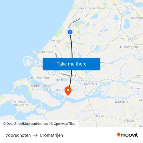 Voorschoten to Cromstrijen map