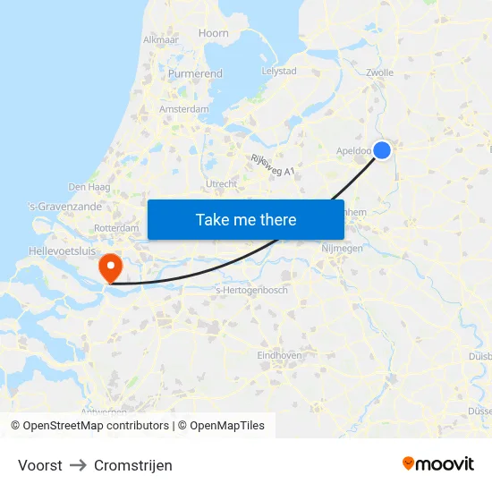 Voorst to Cromstrijen map