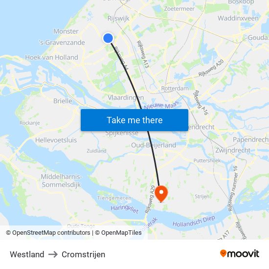 Westland to Cromstrijen map