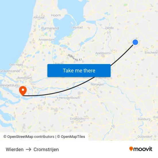 Wierden to Cromstrijen map