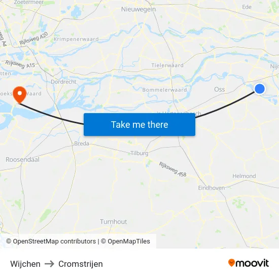Wijchen to Cromstrijen map