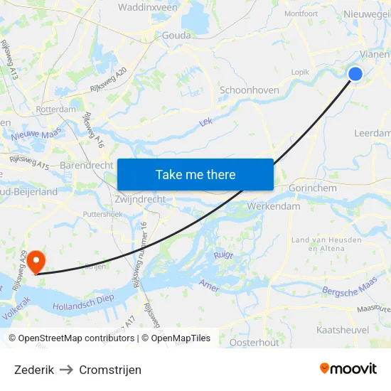 Zederik to Cromstrijen map