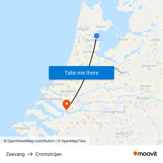 Zeevang to Cromstrijen map