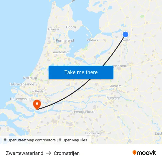 Zwartewaterland to Cromstrijen map