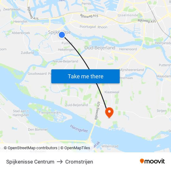 Spijkenisse Centrum to Cromstrijen map