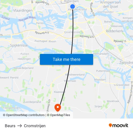 Beurs to Cromstrijen map