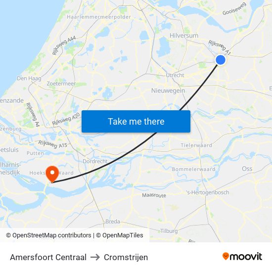 Amersfoort Centraal to Cromstrijen map