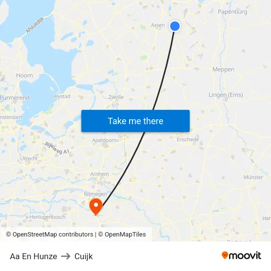 Aa En Hunze to Cuijk map