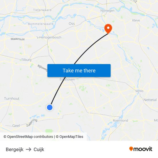 Bergeijk to Cuijk map