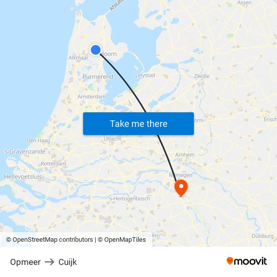 Opmeer to Cuijk map
