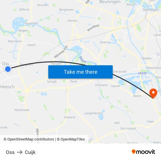 Oss to Cuijk map